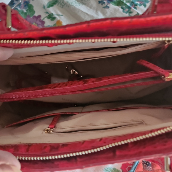 Brahmin Red Croc-Embossed Satchel with Metallic Accents - Picture 2 of 2